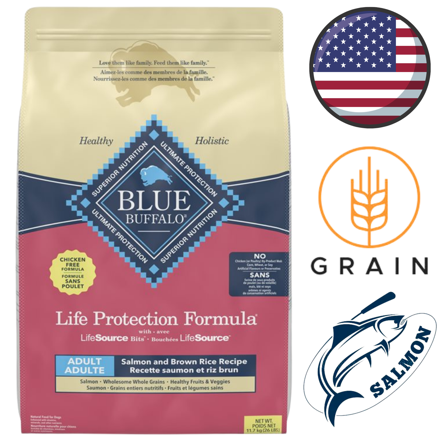 Blue Buffalo - Life Protection Salmon & Brown Rice Adult Dry Dog Food