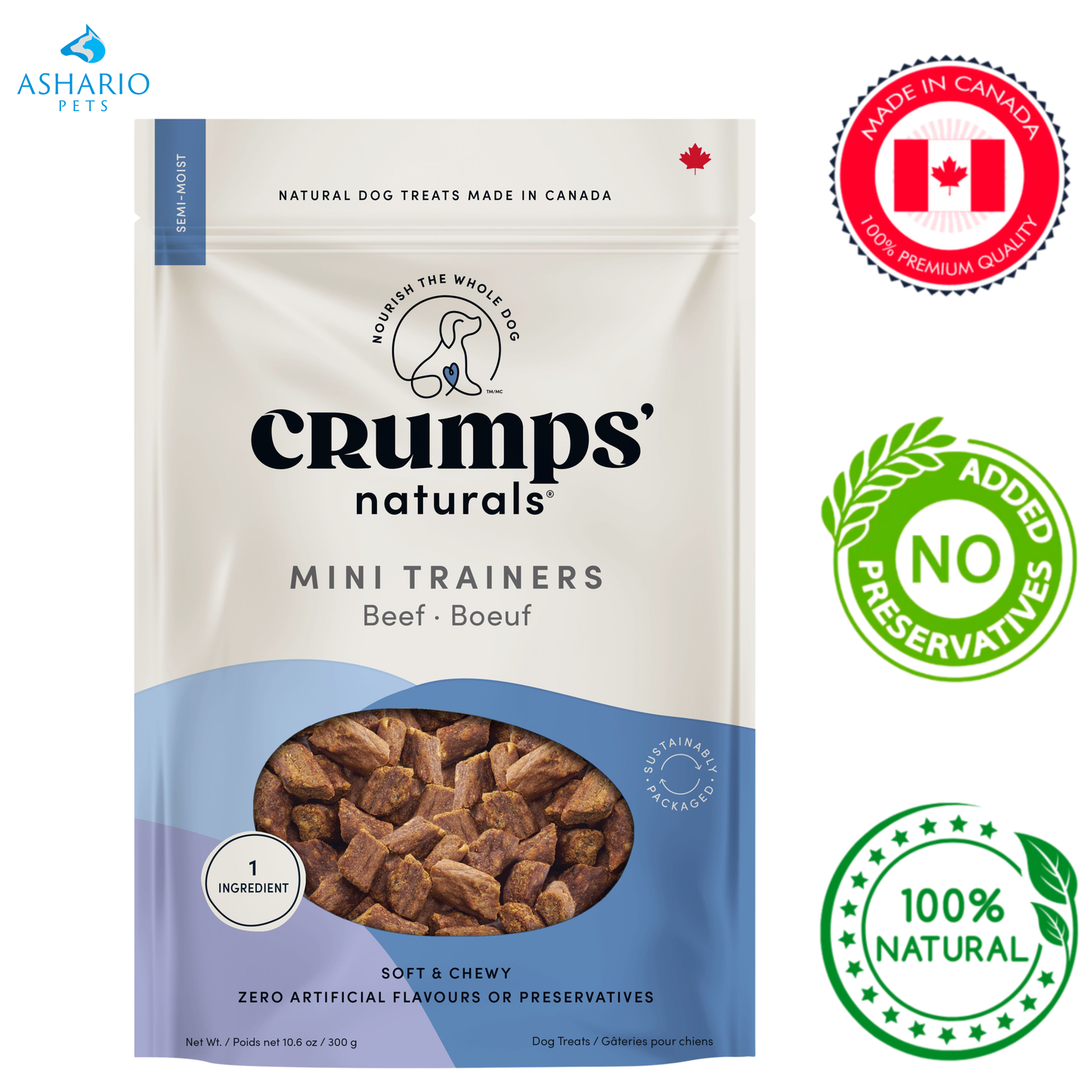 Crumps' Natural - Semi Moist Mini Trainers Beef Dog Treats