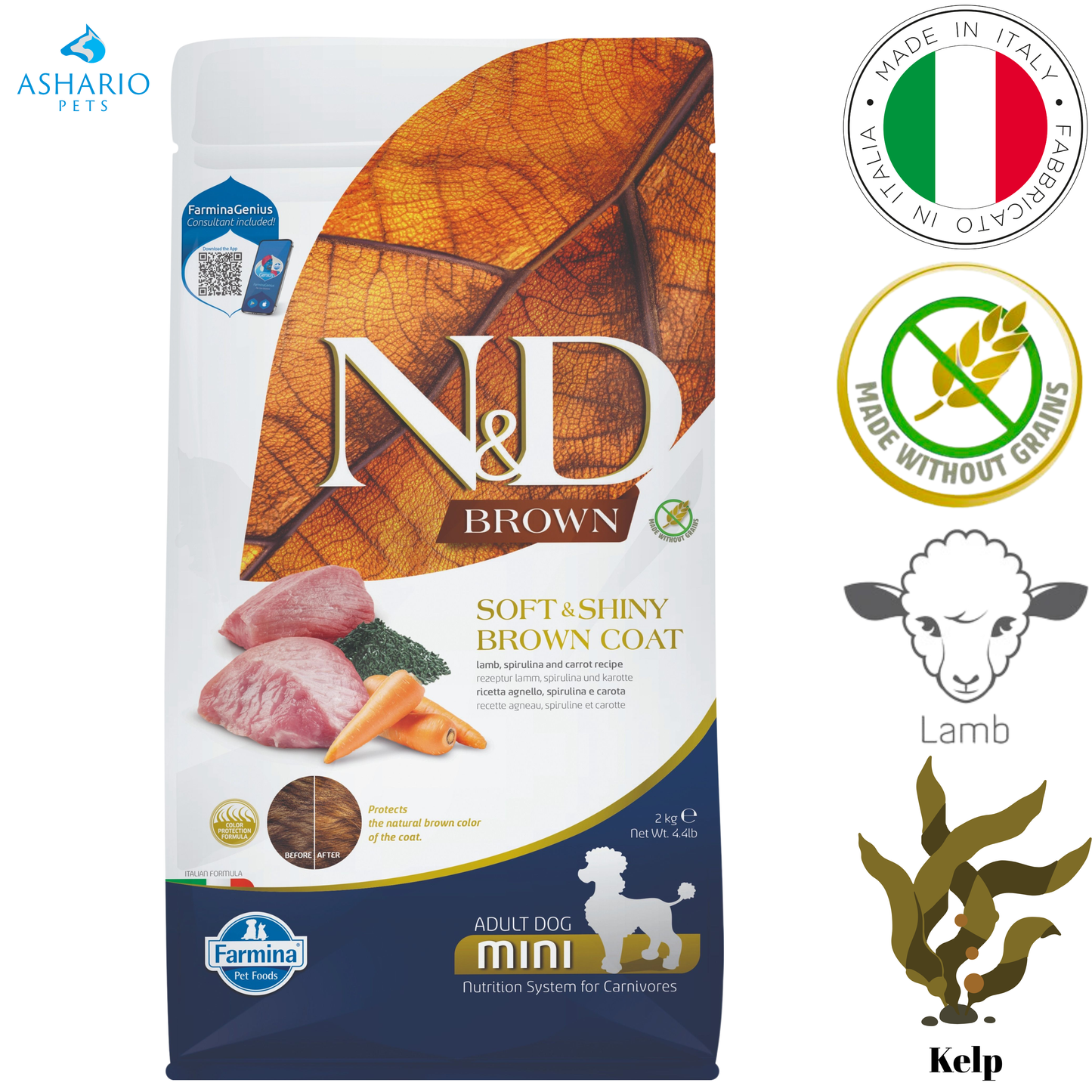 Farmina - Soft & Shiny Brown Coat Lamb & Kelp Adult Mini Dry Dog Food — main
