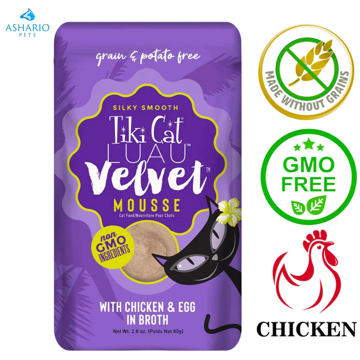 Tiki Cat - Luau Velvet Mousse Chicken & Egg Wet Cat Food Pouch