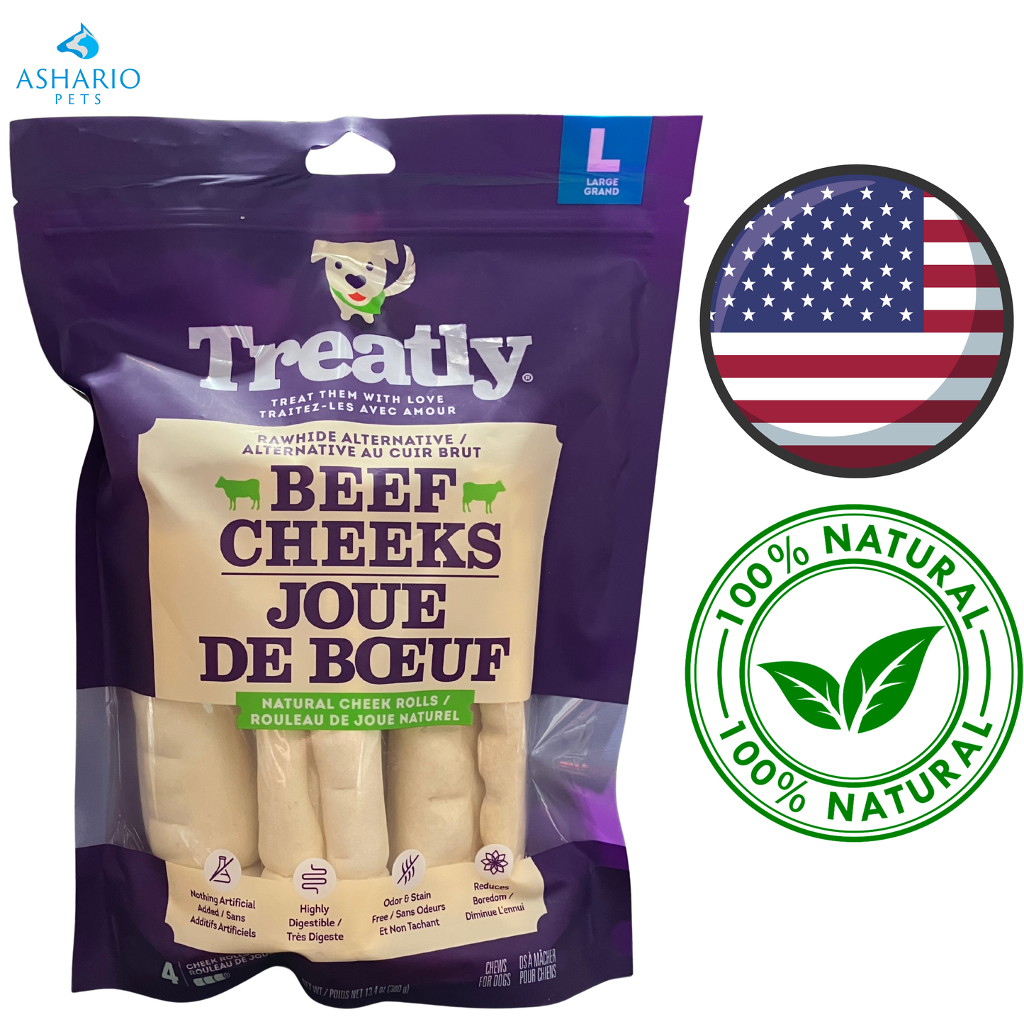 Treatly - Beef Cheeks Rolls Dog Treat