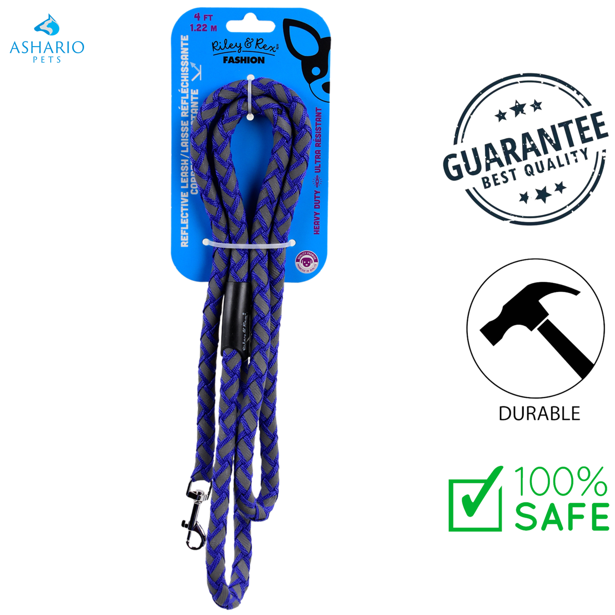 Riley & Rex - Reflective Braided Dog Leash — view 4