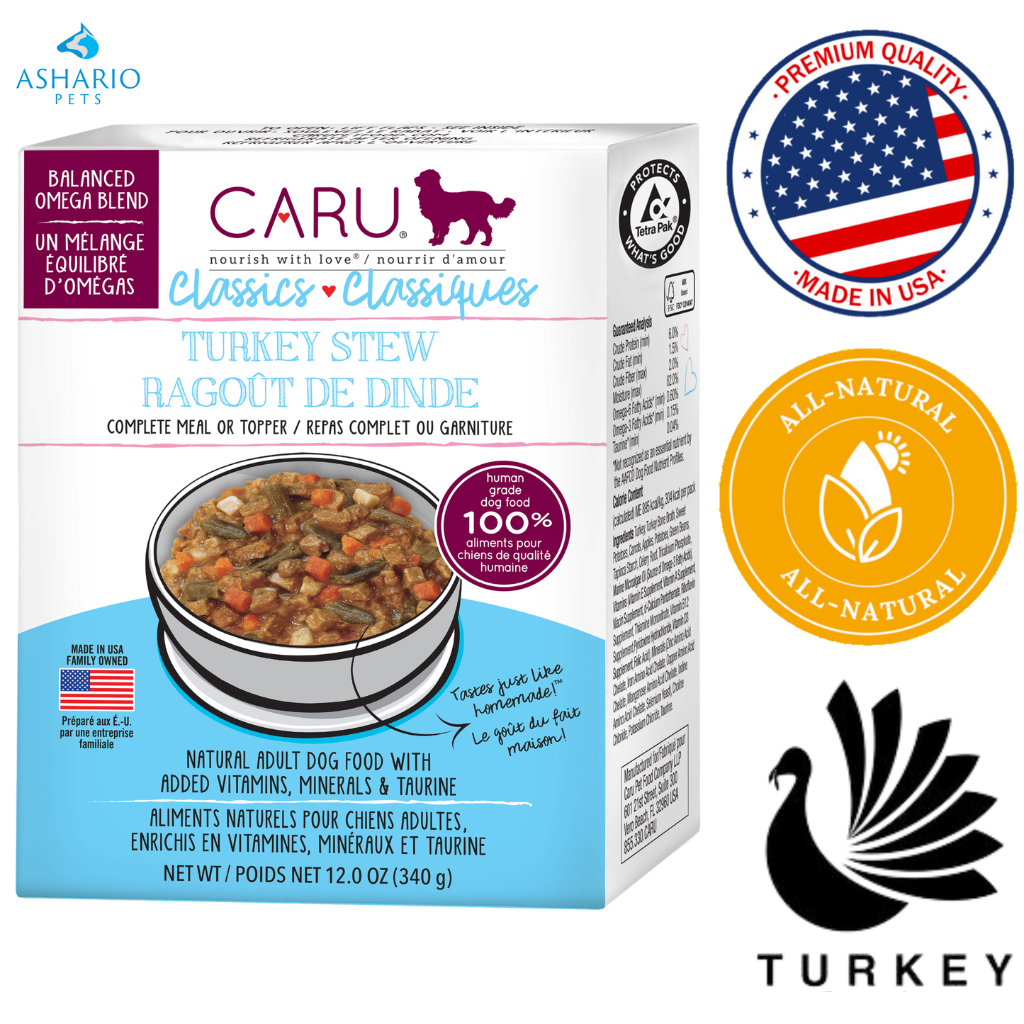 Caru - Ragoûts classiques pour chiens Ragoût de bœuf véritable - 12,5 oz