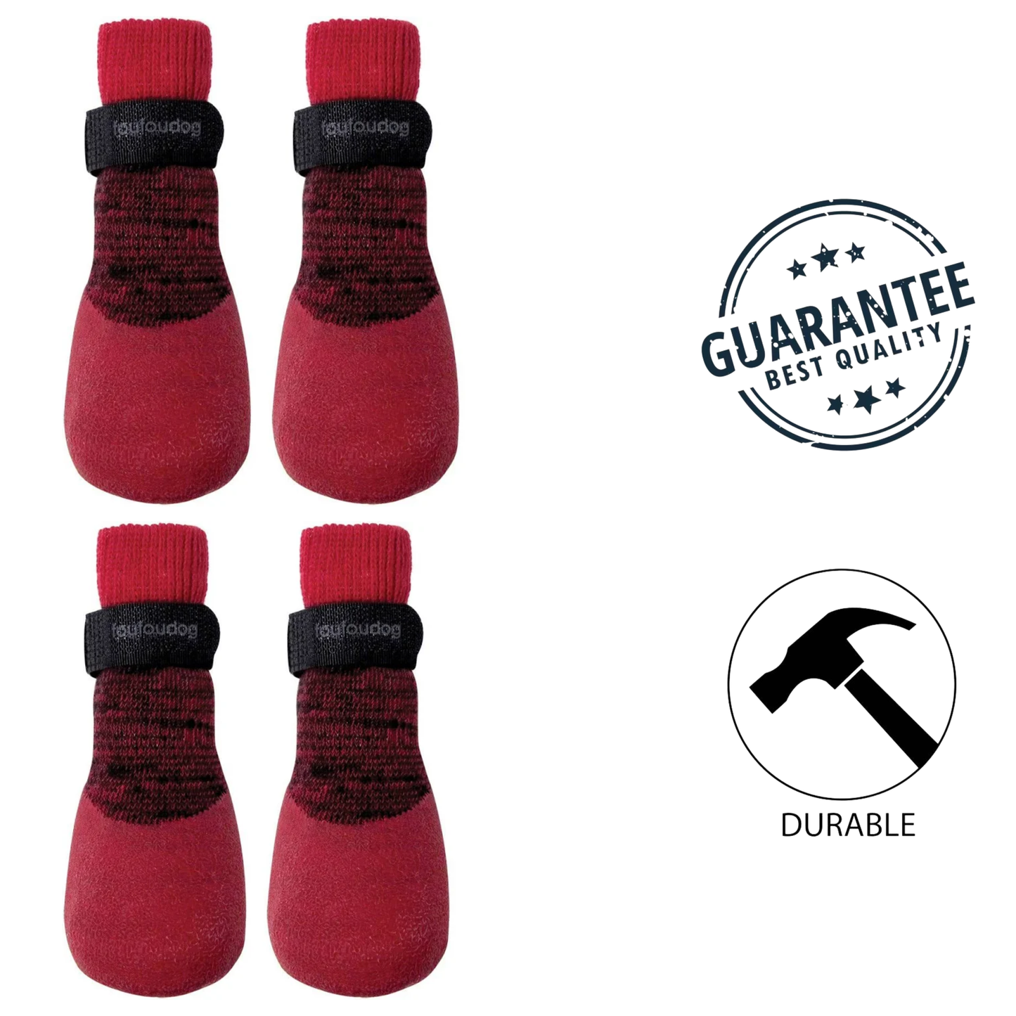 FouFouBrands - Rubber Dipped Dog Socks - Red