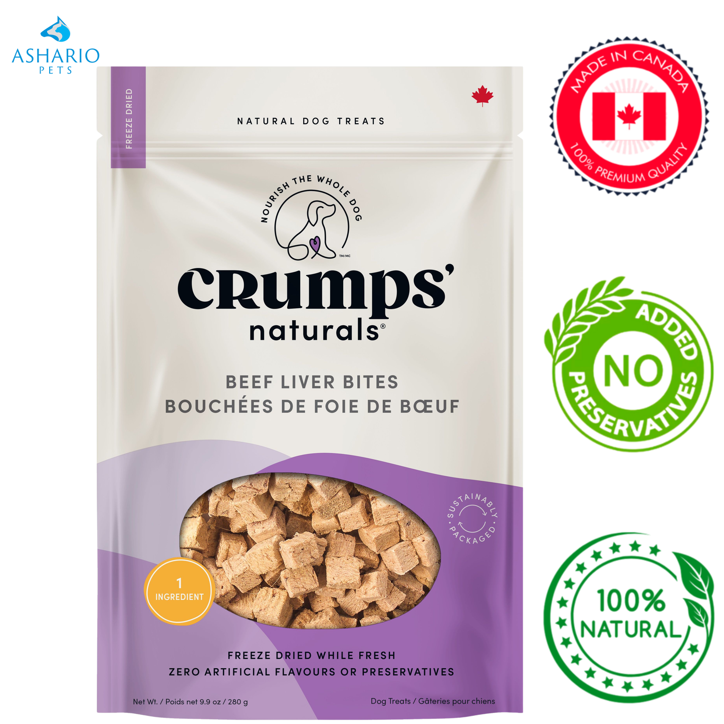 Crumps' Natural - Freeze Dried Beef Liver Bites Dog Treats