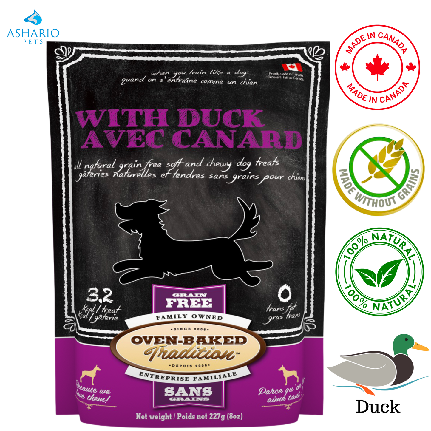 Tradition au four – Friandises moelleuses et moelleuses au canard pour chiens – 8 oz