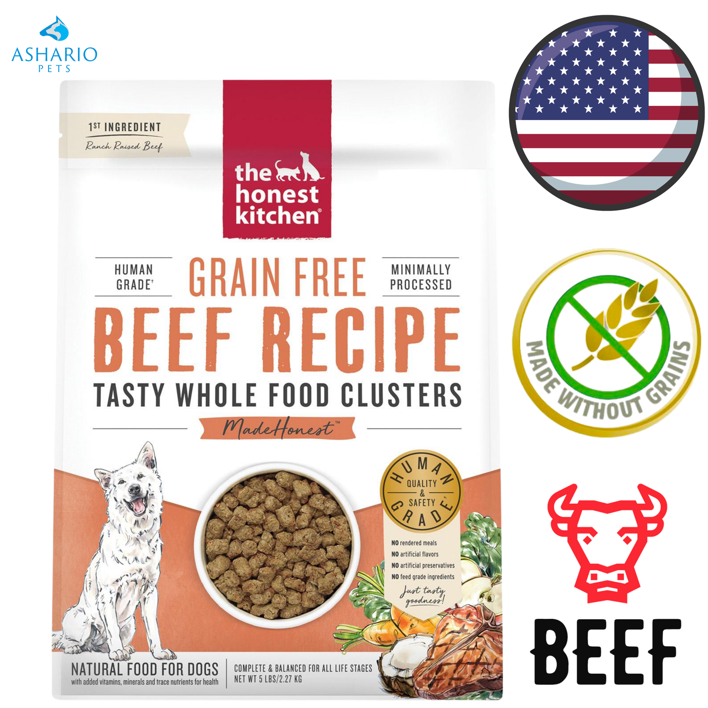 The Honest Kitchen - Nourriture pour chiens au bœuf, sans céréales, 5 lb