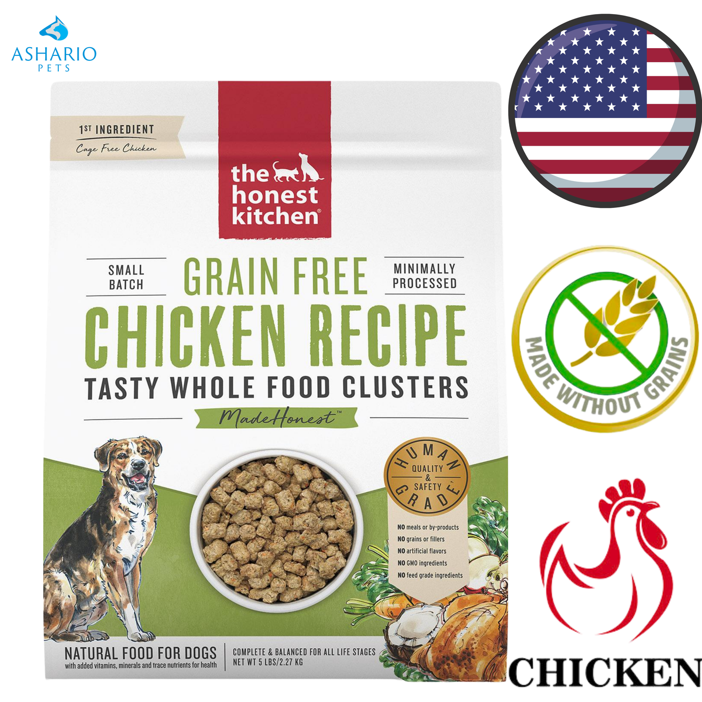 The Honest Kitchen - Nourriture pour chiens au poulet et aux céréales complètes sans céréales - 2,3 kg