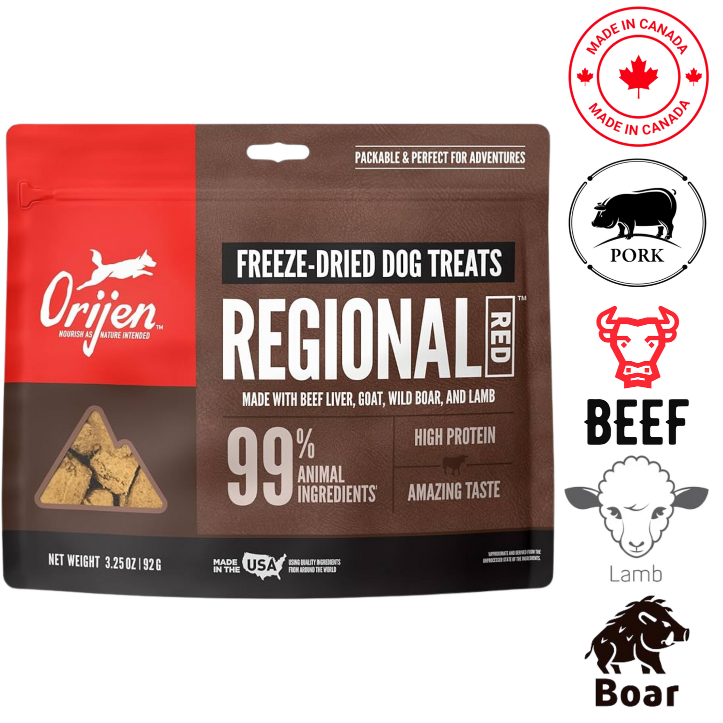 Orijen - Regional Red Freeze Dried Dog Treats - 92 Grams