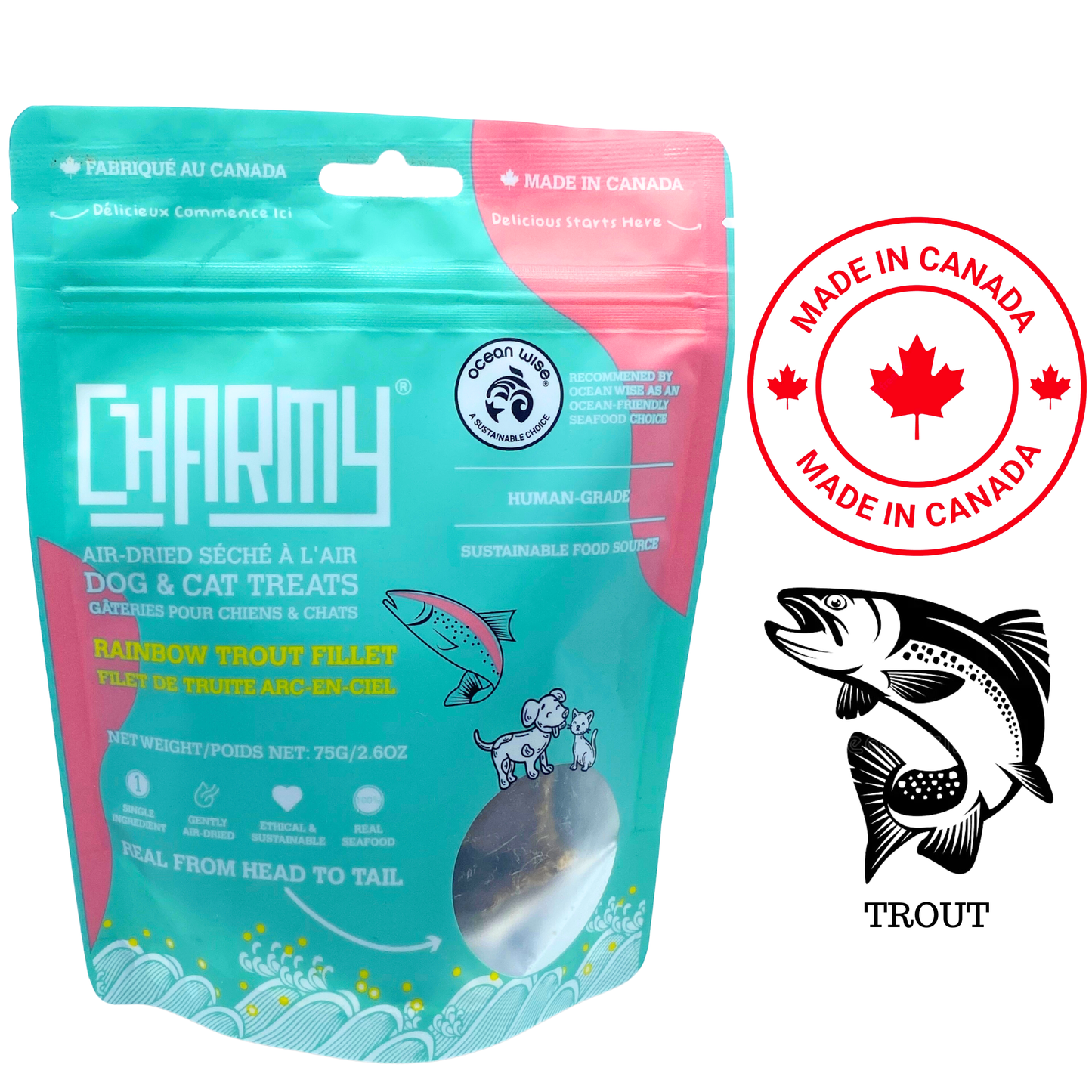Charmy - Rainbow Trout Fillet Air Dried Dog Treats — main