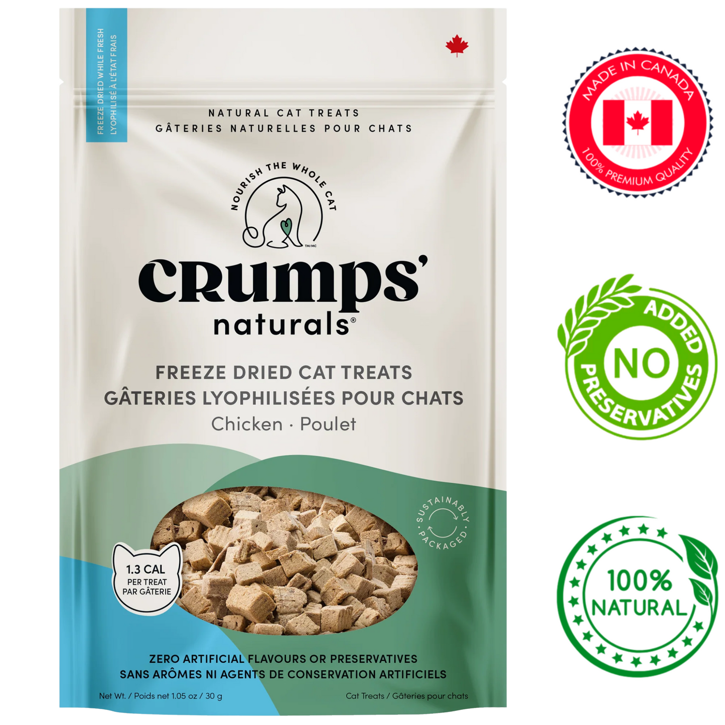 Crumps' Natural - Freeze Dried Chicken Cat Treats - 30 Grams