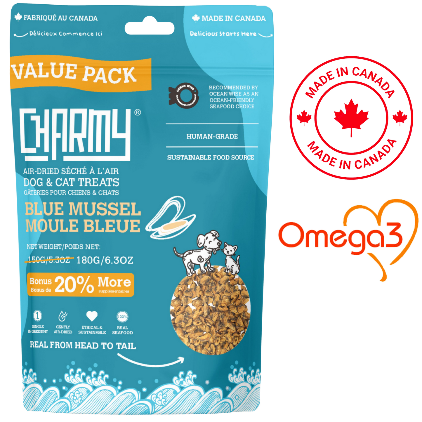 Charmy - Air Dried Blue Mussels Value Pack - 180 Grams