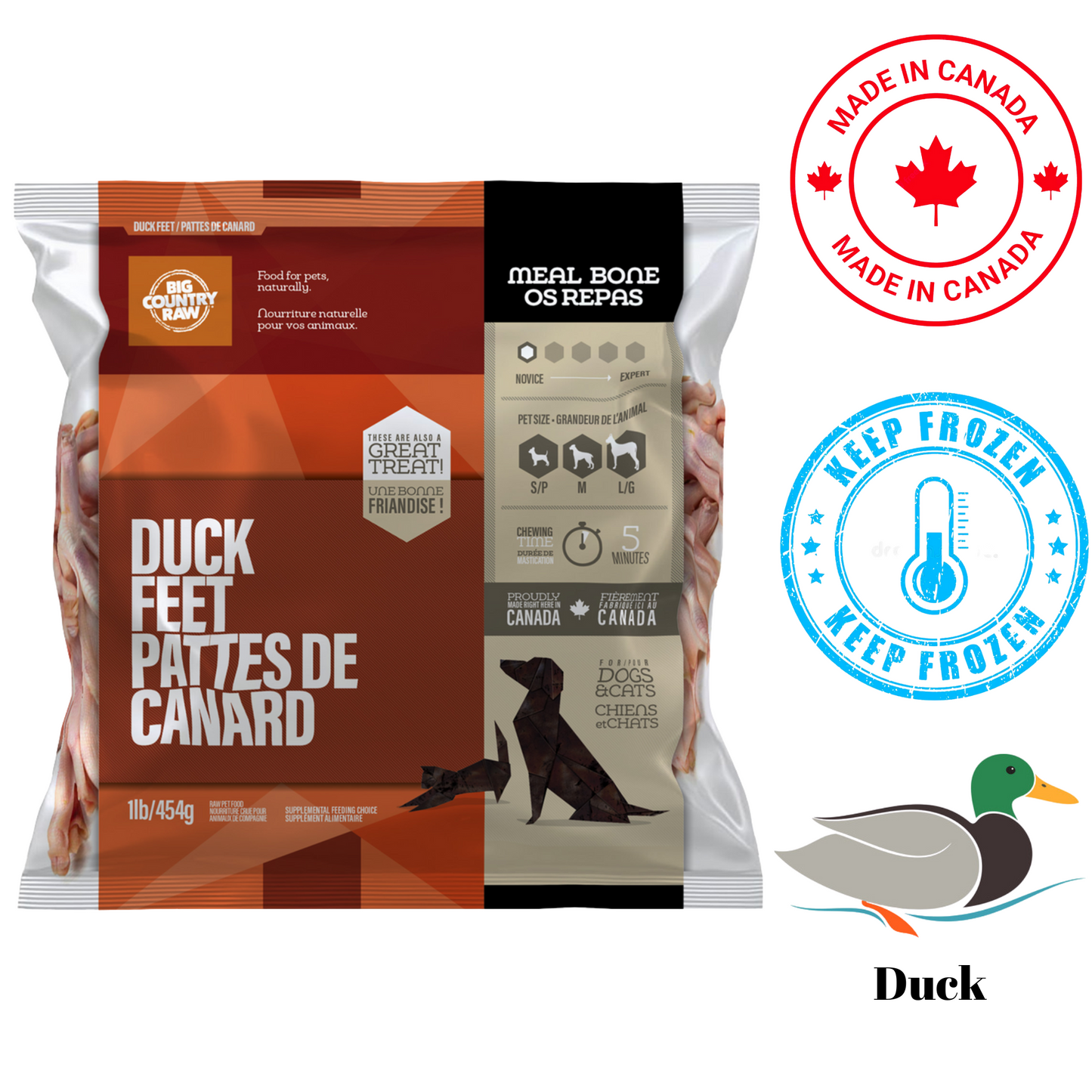 Big Country Raw - Bag Of Duck Feet Dog Treats - 1 lb