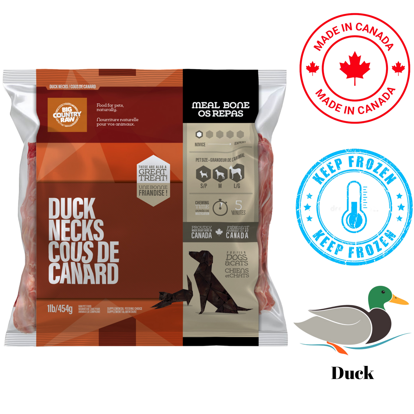 Big Country Raw - Bag Of Duck Necks Dog Treats - 1 lb