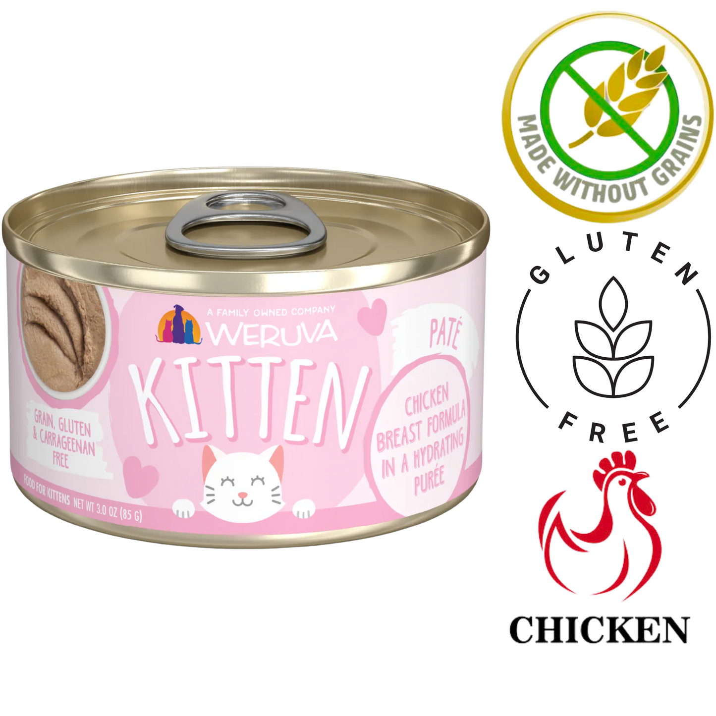 Weruva - Kitten Chicken Breast Hydrating Puree Canned Cat Food - 3 Oz