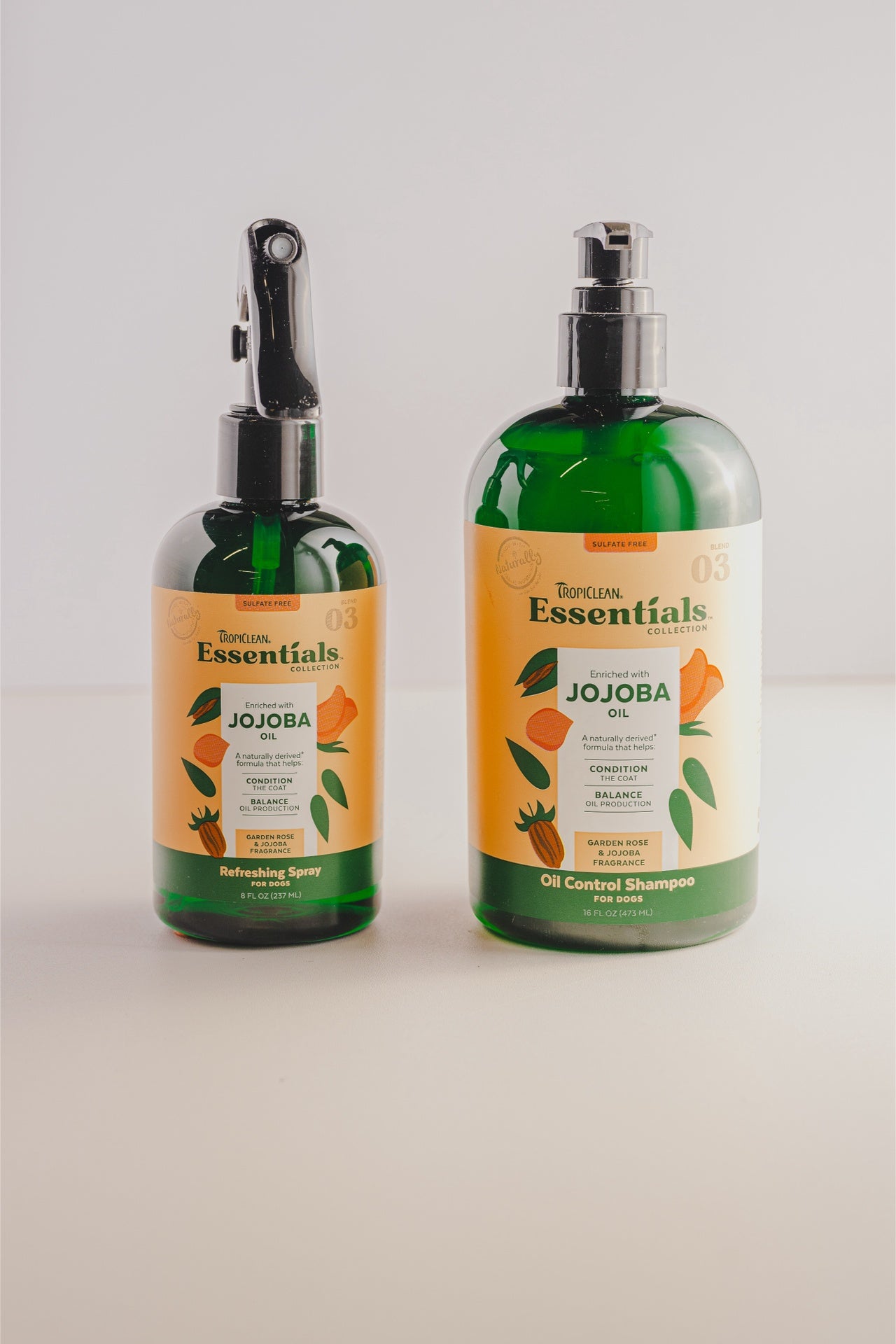 TropiClean Essentials Jojoba Oil & Garden Rose Dog Shampoo - Nourishes and cleanses your dog's coat with jojoba oil and garden rose extracts, 16 oz.