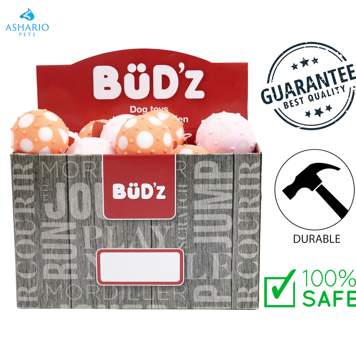 BuD'z - Grandes balles en caoutchouc - Corail et rose