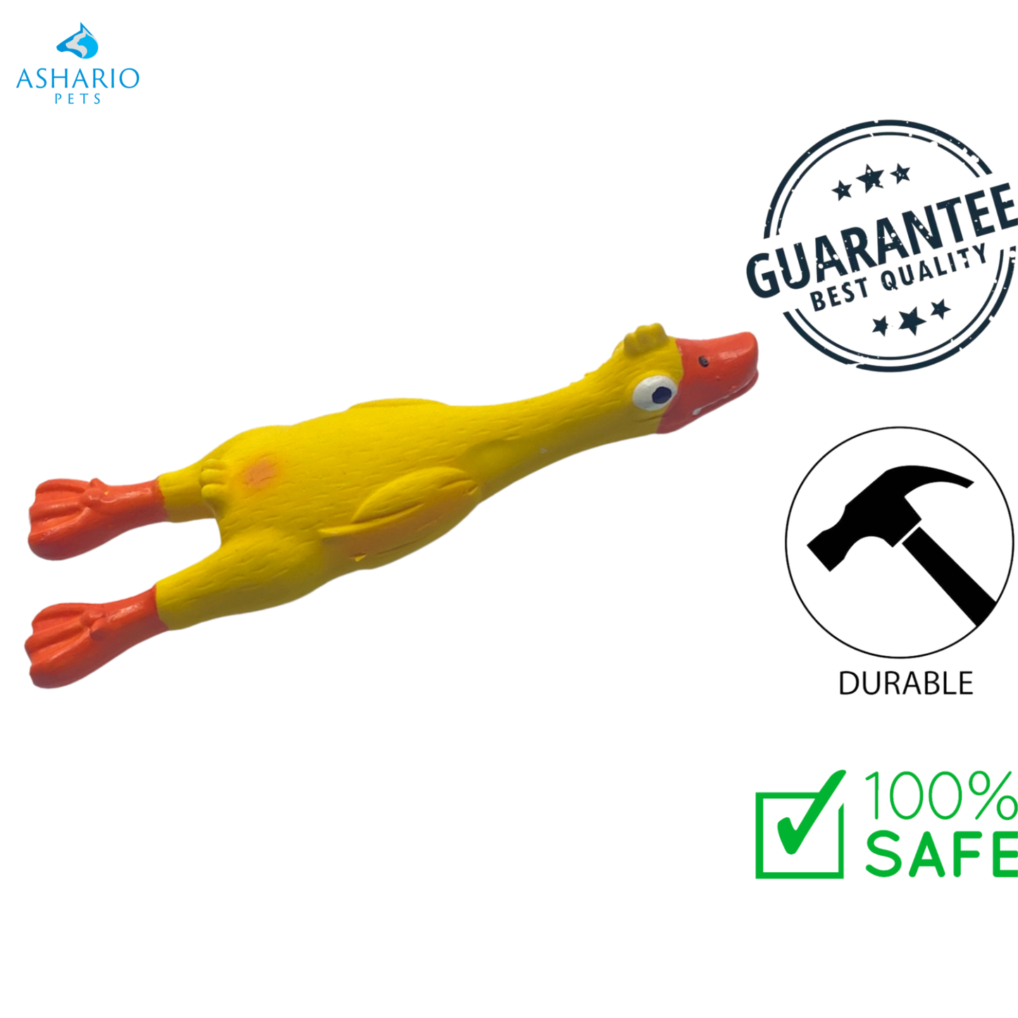 BuD'z - Canard couineur en latex jaune pour chien