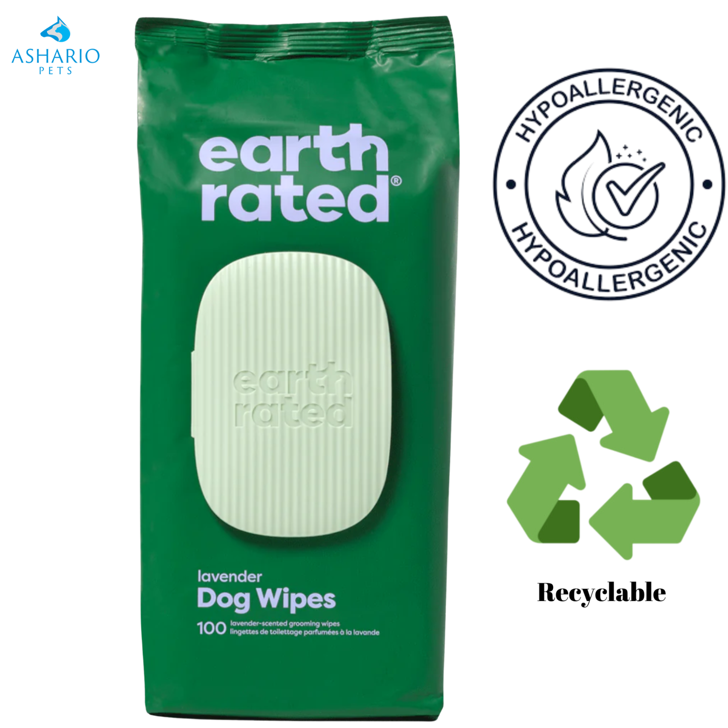 Earth Rated - Lavender Scented Compostable Pet Wipes