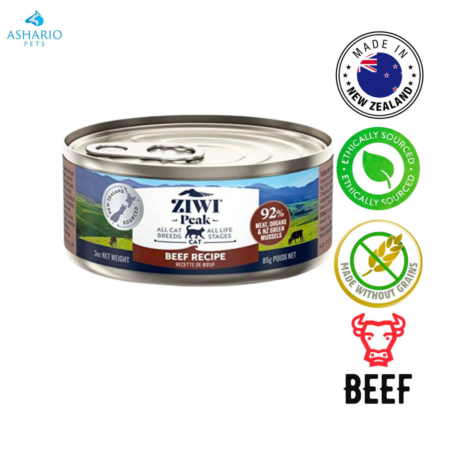 ZIWI - Nourriture en conserve au bœuf pour chats - 3 oz