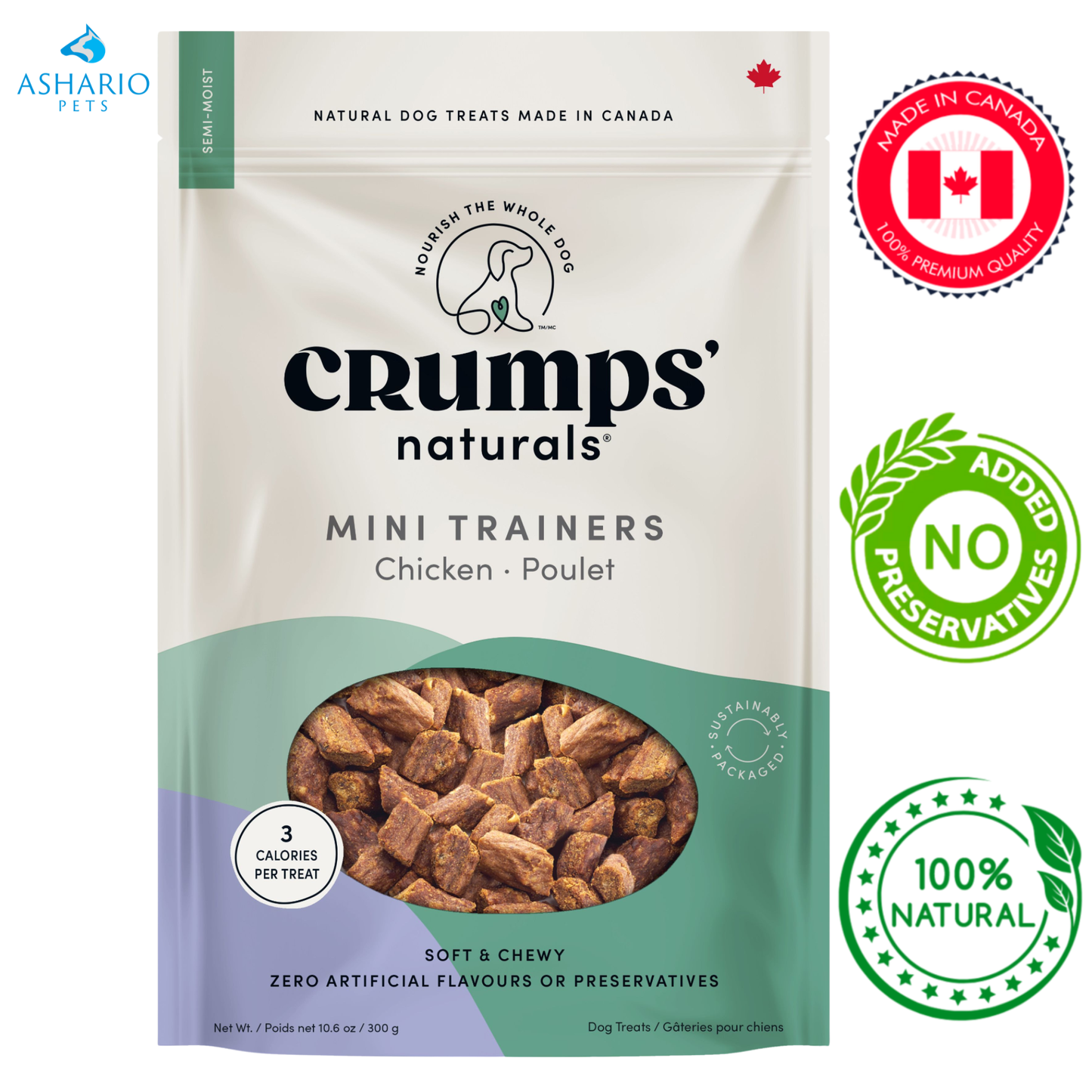 Crumps' Natural - Semi Moist Mini Trainers Chicken Dog Treats — view 2