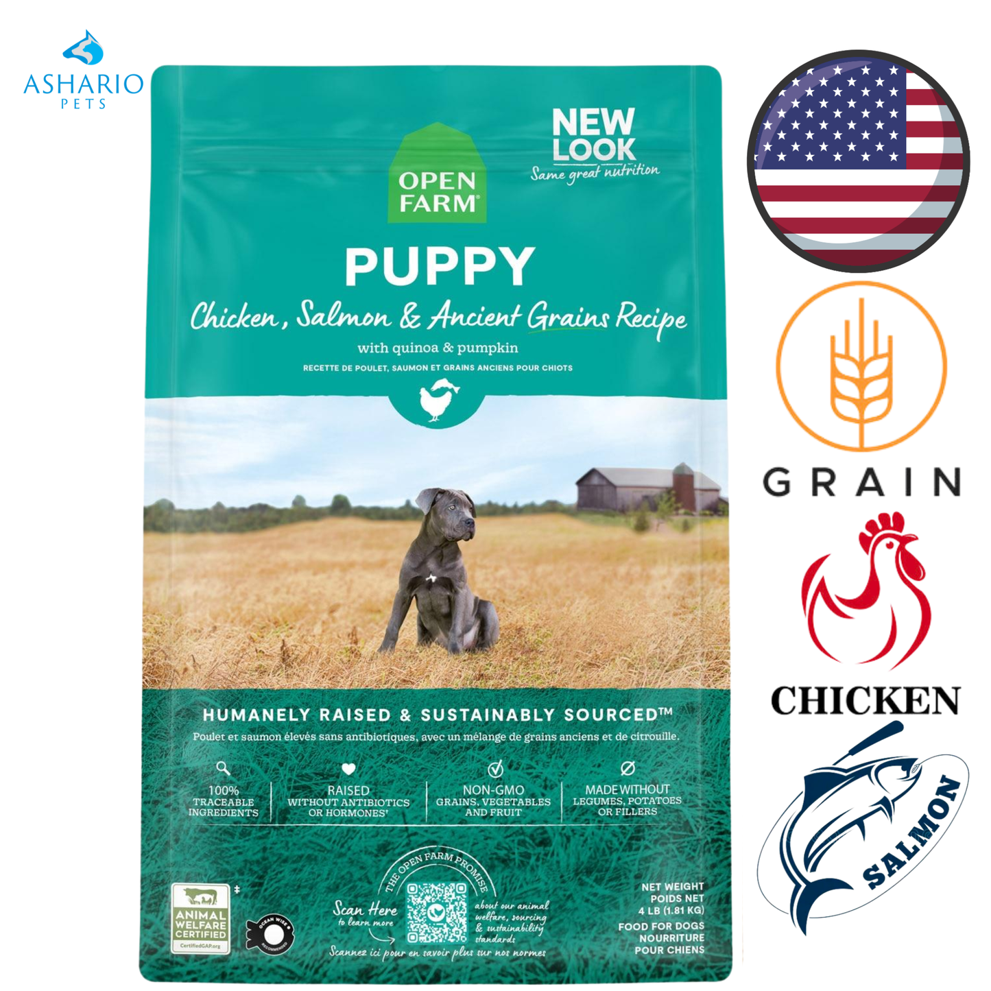 Open Farm - Chicken & Salmon Ancient Grains Puppy Dry Dog Food