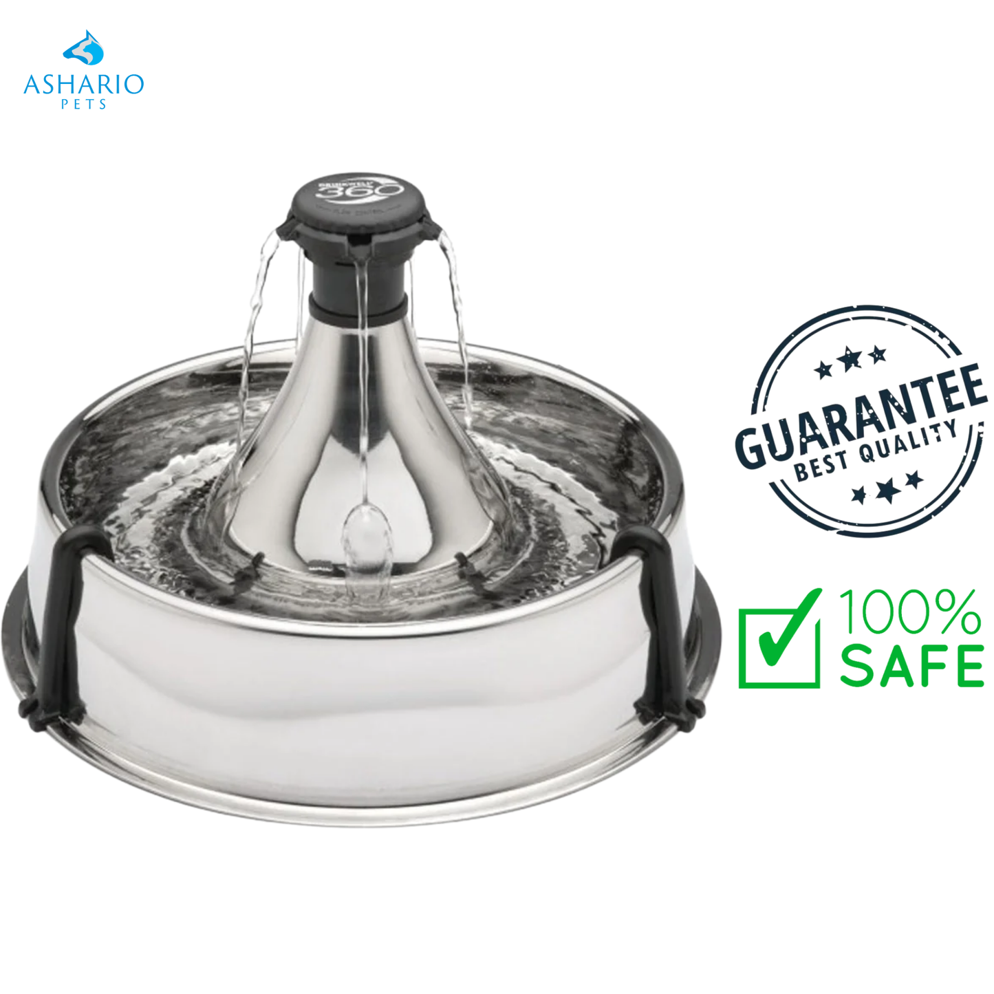 PetSafe - Stainless Steel 360 Dog Water Fountain