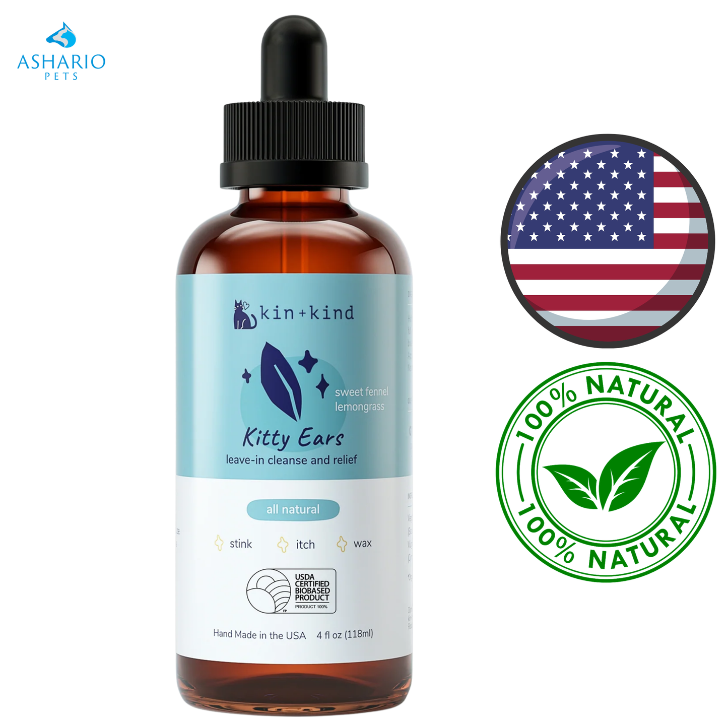 Kin+Kind - Natural Kitty Cat Ear Cleanser