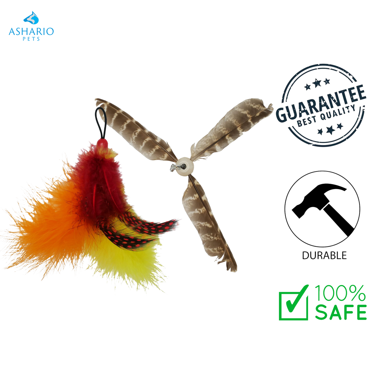 BuD'z - Striped Helicopter And Feathers Duo Cat Toy