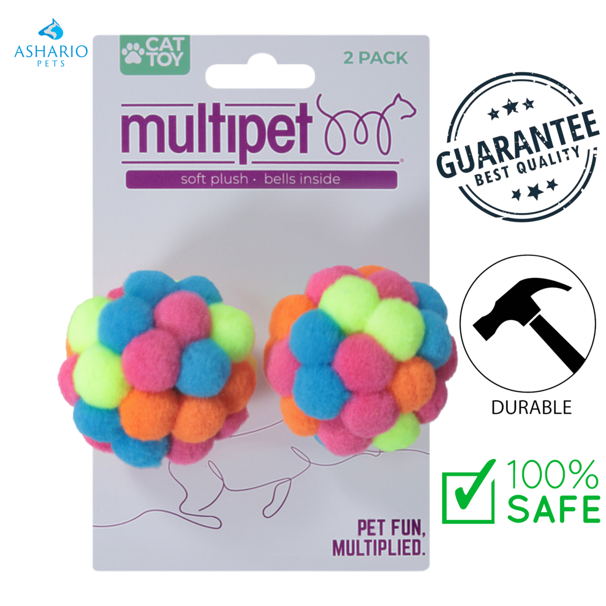 Multipet - Pompom Ball With Rattle Cat Toy