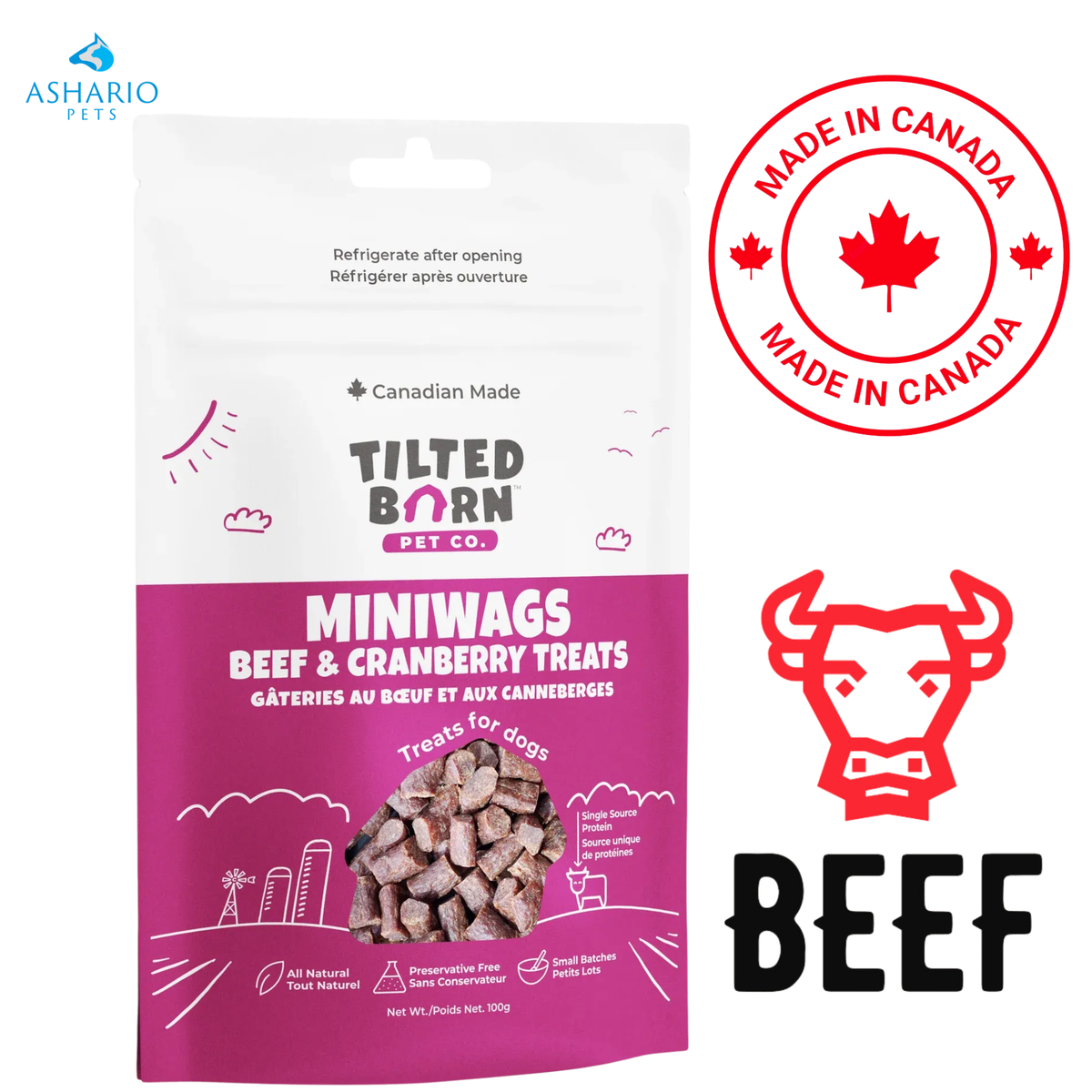 Tilted Barn - Canadian Beef & Cranberry MiniWags Dog Treats