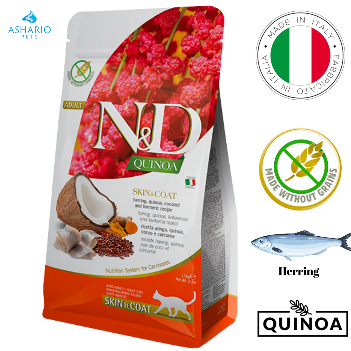 Farmina - Skin & Coat Herring & Quinoa Dry Cat Food