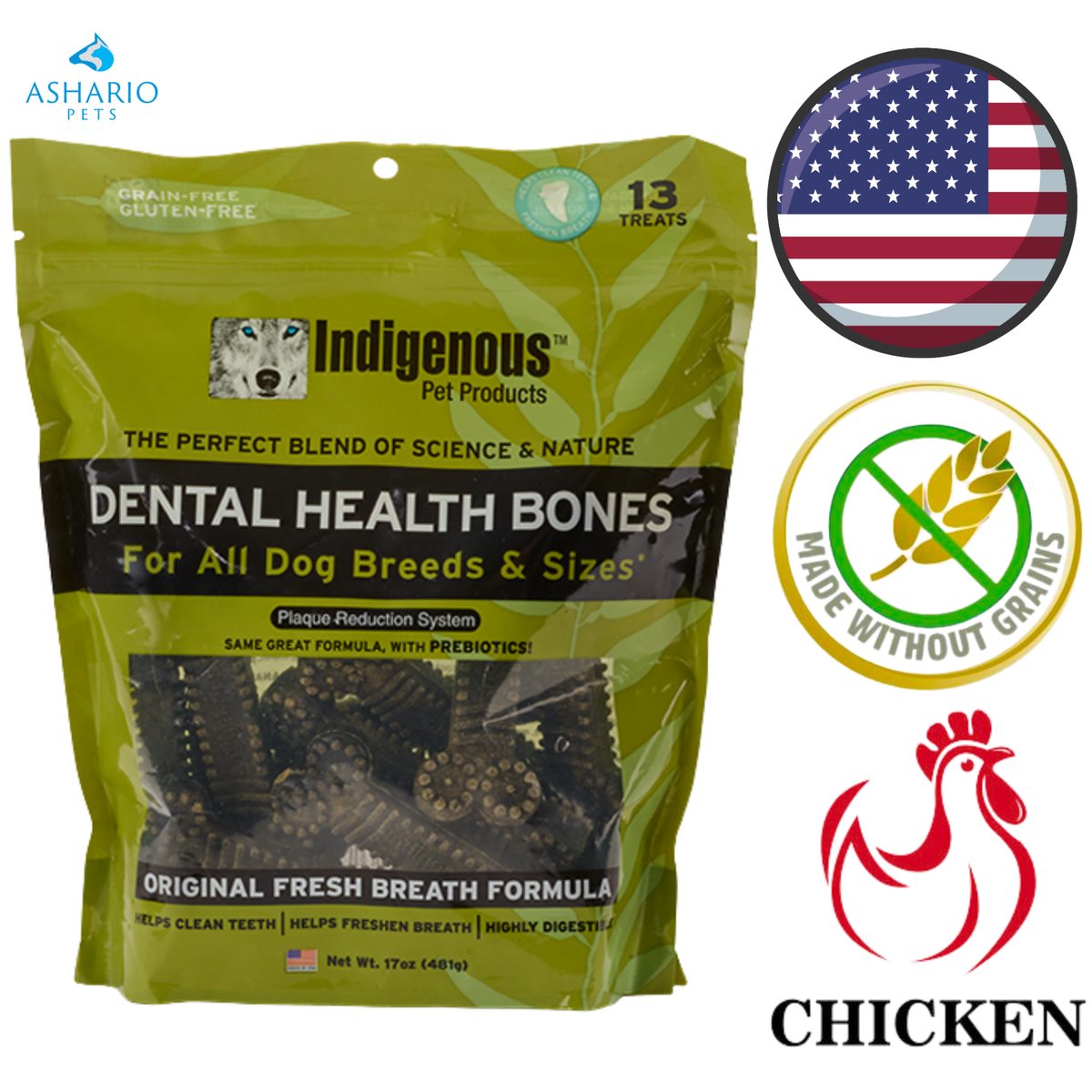 Indigenous Pet - Bones Original pour la santé dentaire - Friandises pour chiens pour une haleine fraîche