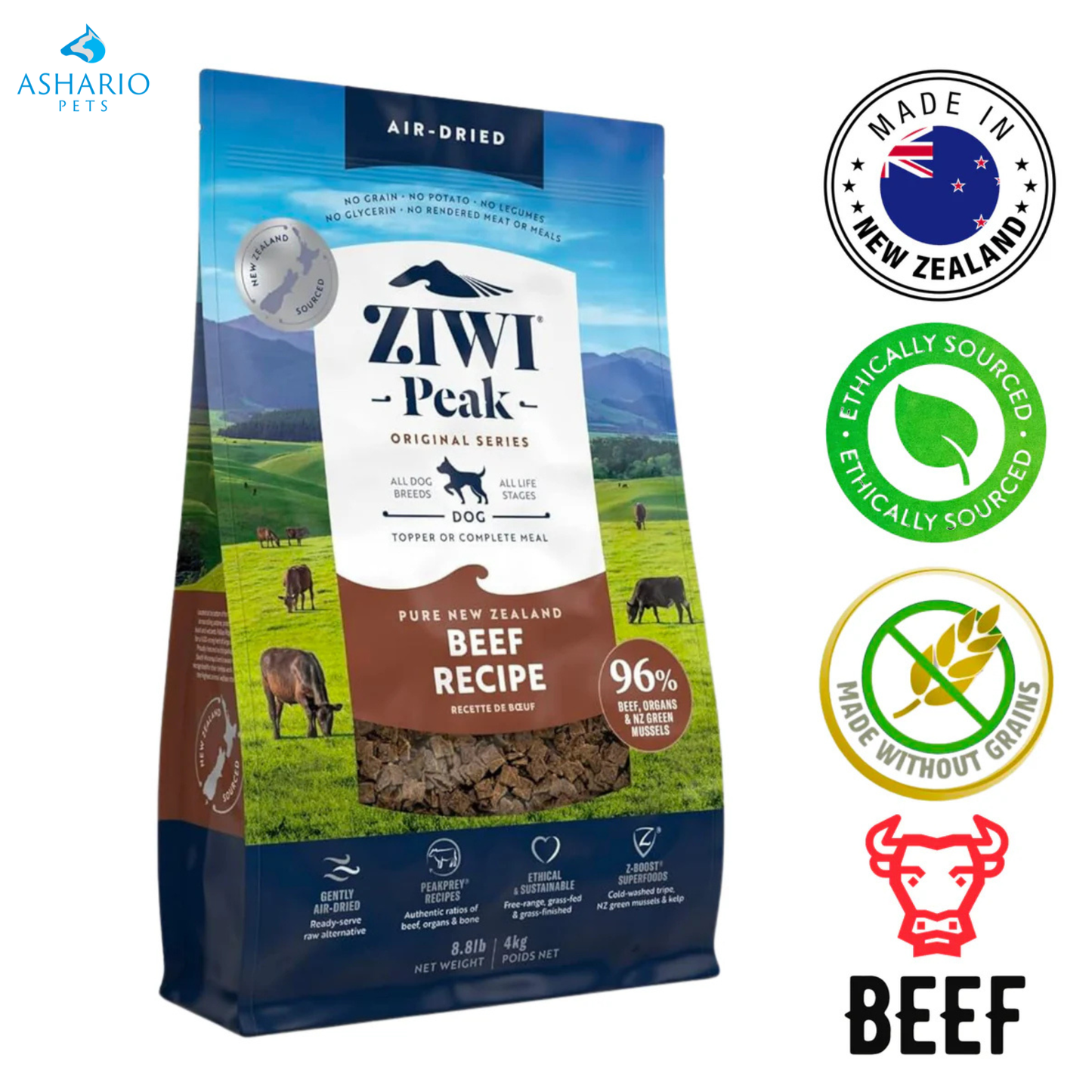 ZIWI - Croquettes séchées à l'air pour chien au bœuf - 454 grammes