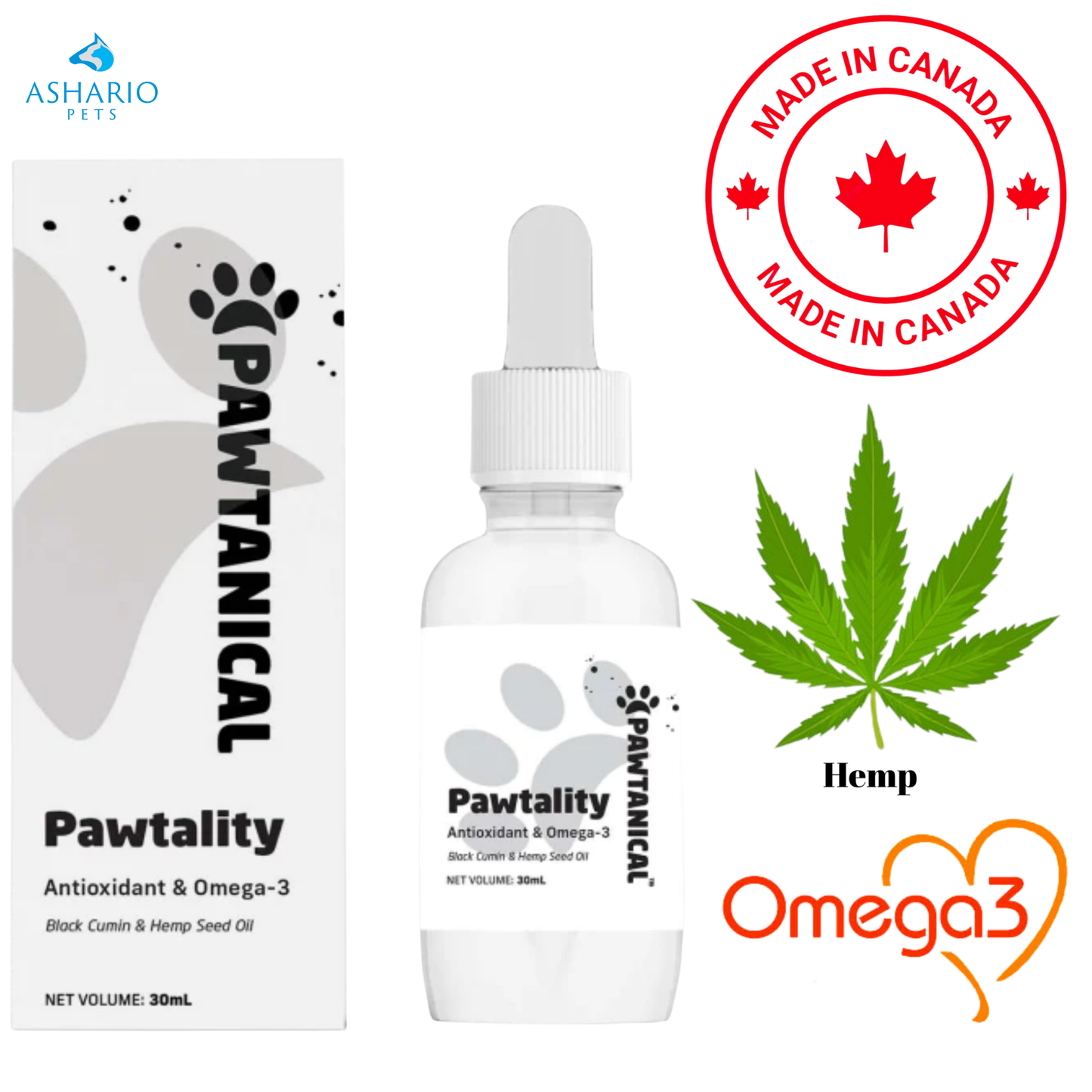 Pawtanical - Huile de chanvre Pawtality pour chien