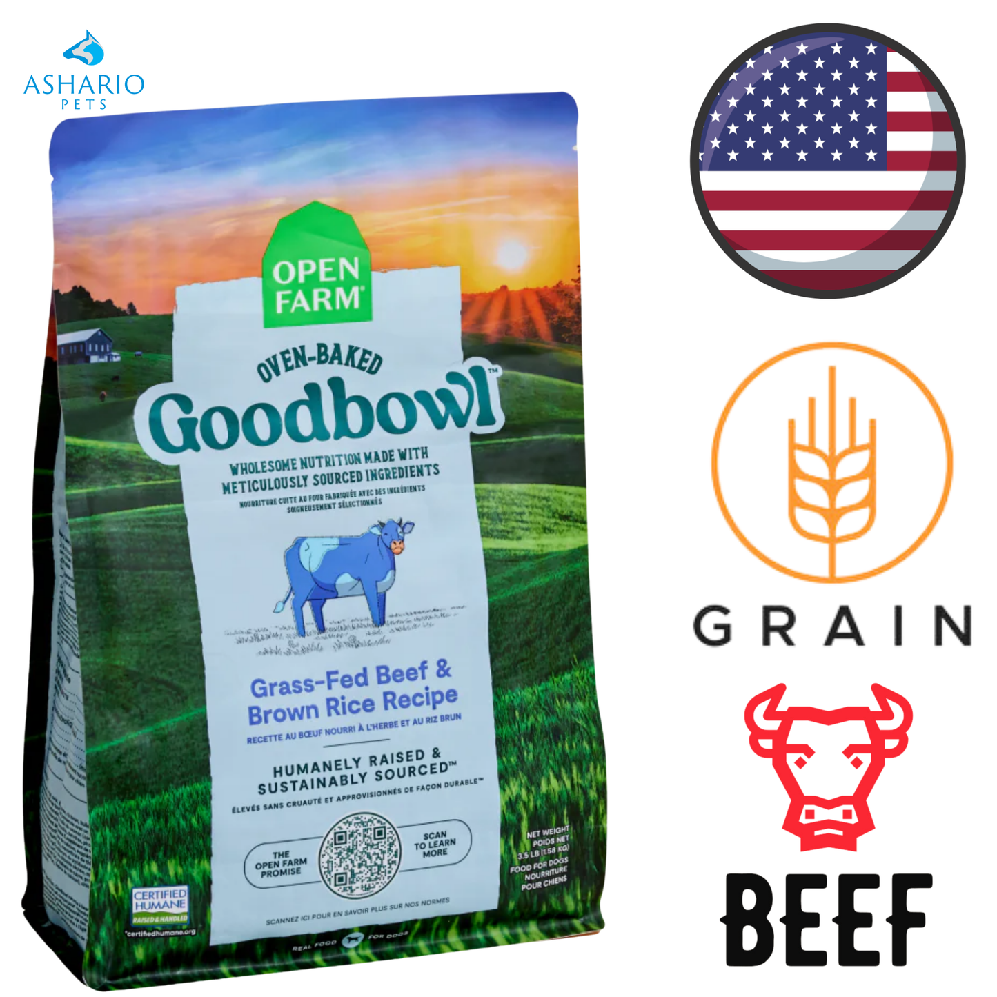 Open Farm - Goodbowl Grass-Fed Beef & Brown Rice Dry Dog Food