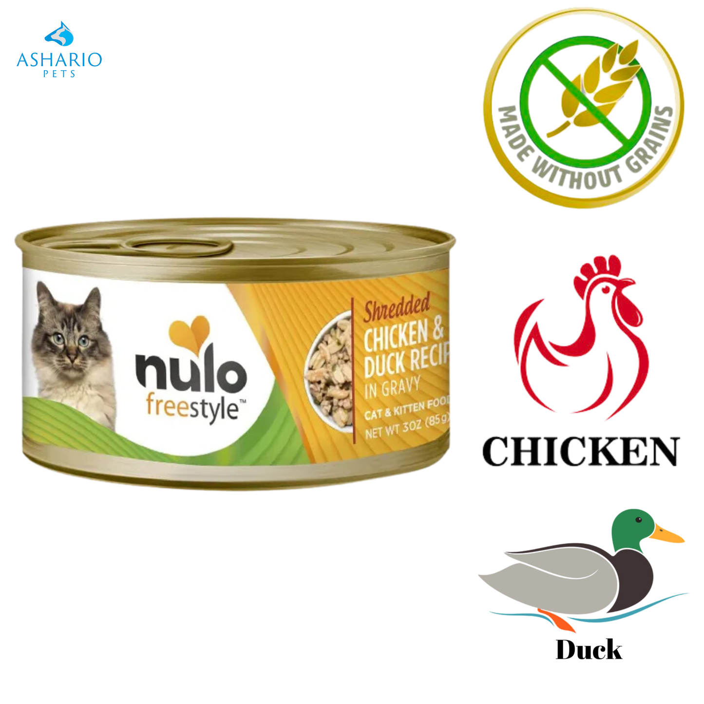 Nulo Freestyle - Nourriture en conserve pour chats au poulet et au canard râpés - 3 oz