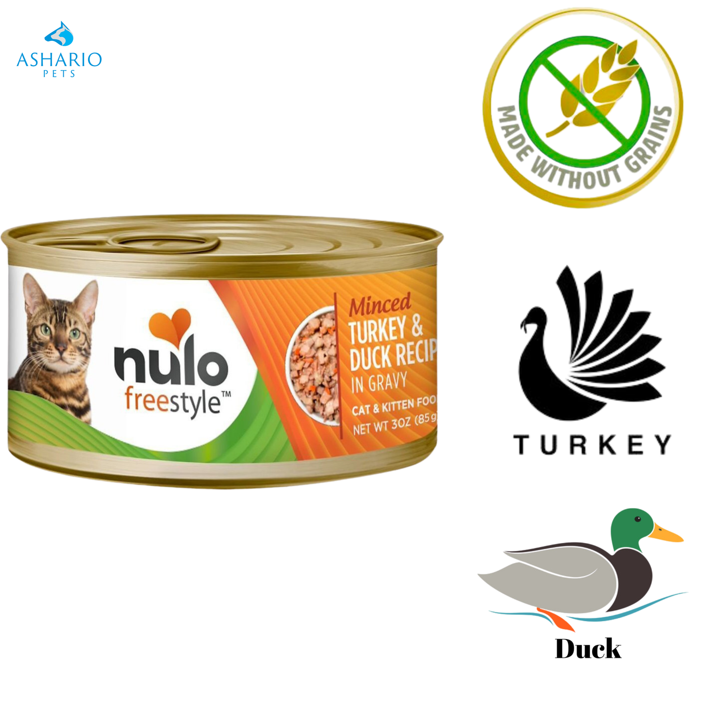 Nulo Freestyle - Nourriture en conserve pour chats à la dinde hachée et au canard - 3 oz