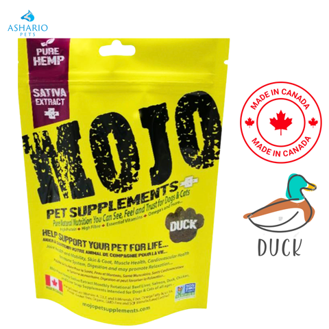Compléments alimentaires pour animaux de compagnie MOJO - avec friandises au chanvre et au canard - 116 grammes