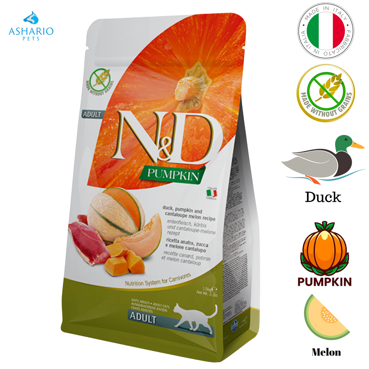 Farmina - Croquettes pour chat au canard et au cantaloup - 3,3 lb