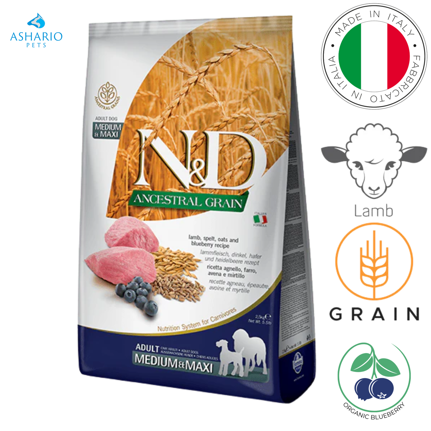 Farmina - Ancestral Grain Lamb & Blueberry Medium & Maxi Dry Dog Food — main