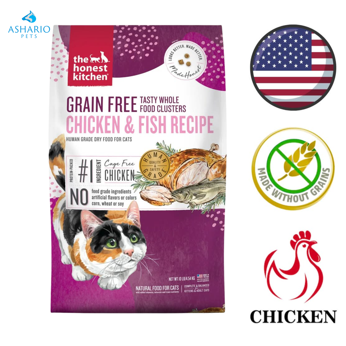 The Honest Kitchen - Grain Free Whole Food Clusters Chicken & Fish Cat Food
