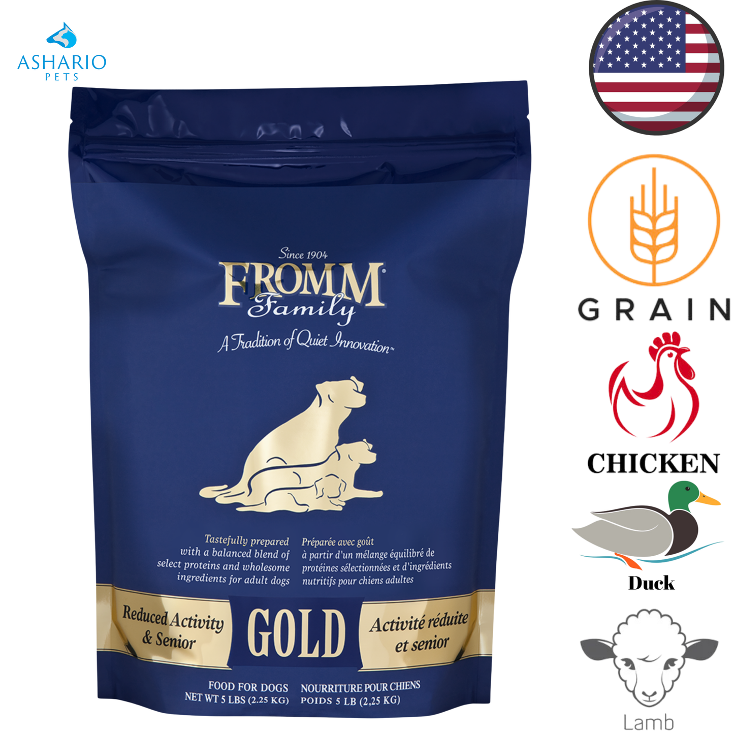 Fromm - Croquettes pour chiens âgés et à activité réduite Gold - 5 lb