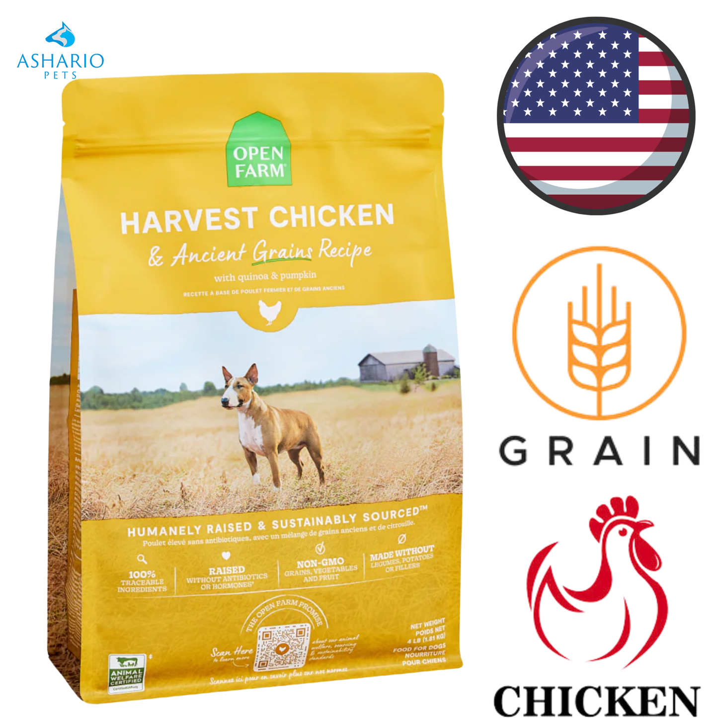 Open Farm - Harvest Chicken & Ancient Grains Dry Dog Food