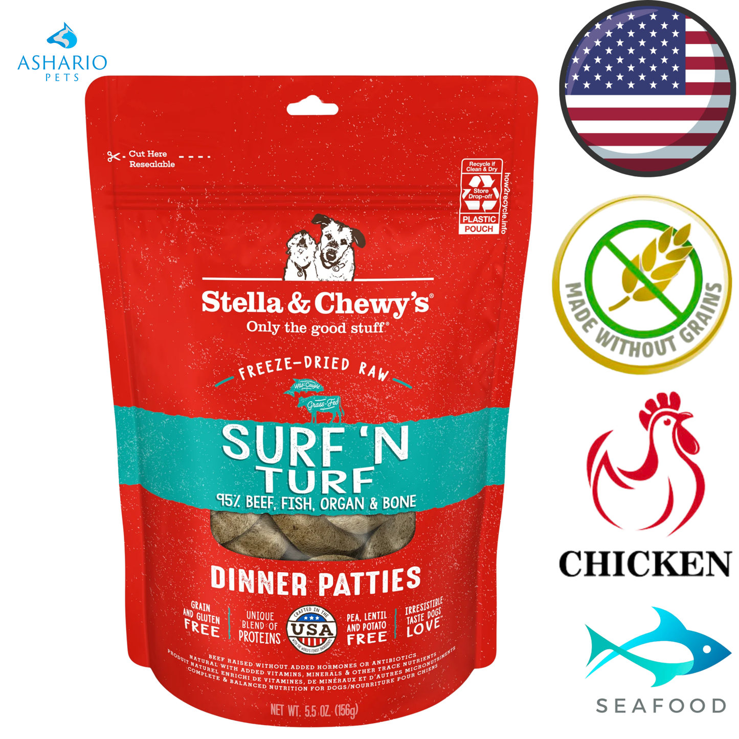 Stella & Chewy's - Surf N' Turf Dinner Patties Freeze Dried Raw Dog Food — main