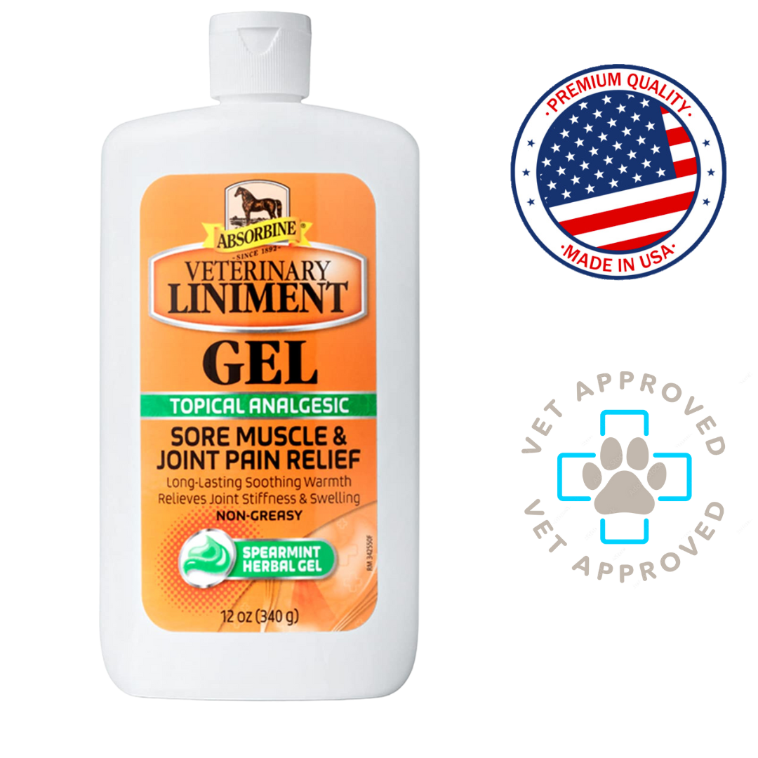 Animal Pro veterinary liniment gel for pets sore muscle and joint pain relief spearmint herbal gel