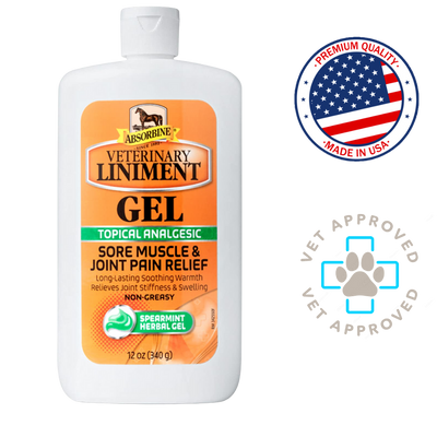 Animal Pro veterinary liniment gel for pets sore muscle and joint pain relief spearmint herbal gel