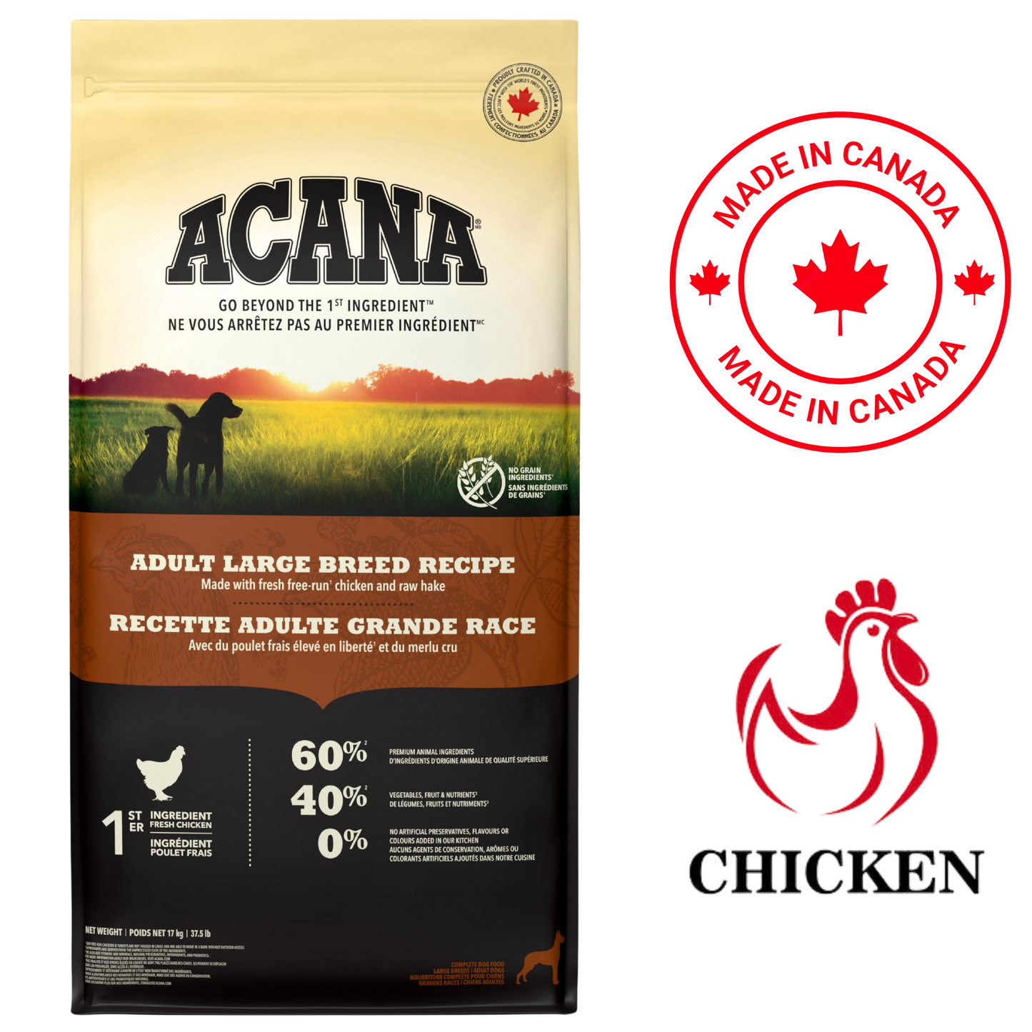 Acana Adult Large Breed Recipe Chicken Dry Dog Food large breed with fresh ingredients for healthy dogs