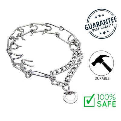 Ashario pets adjustable metal prong dog collar made of durable stainless steel for training