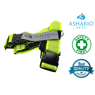 Ashario pets breezyvest medium reflective pet harness in bright yellow for dog safety